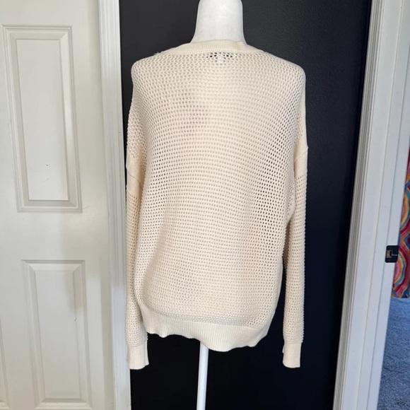Elizabeth & James Open Knit Cardigan in Neutral Cream Beige Button Up 
Size XXL - Picture 3 of 12